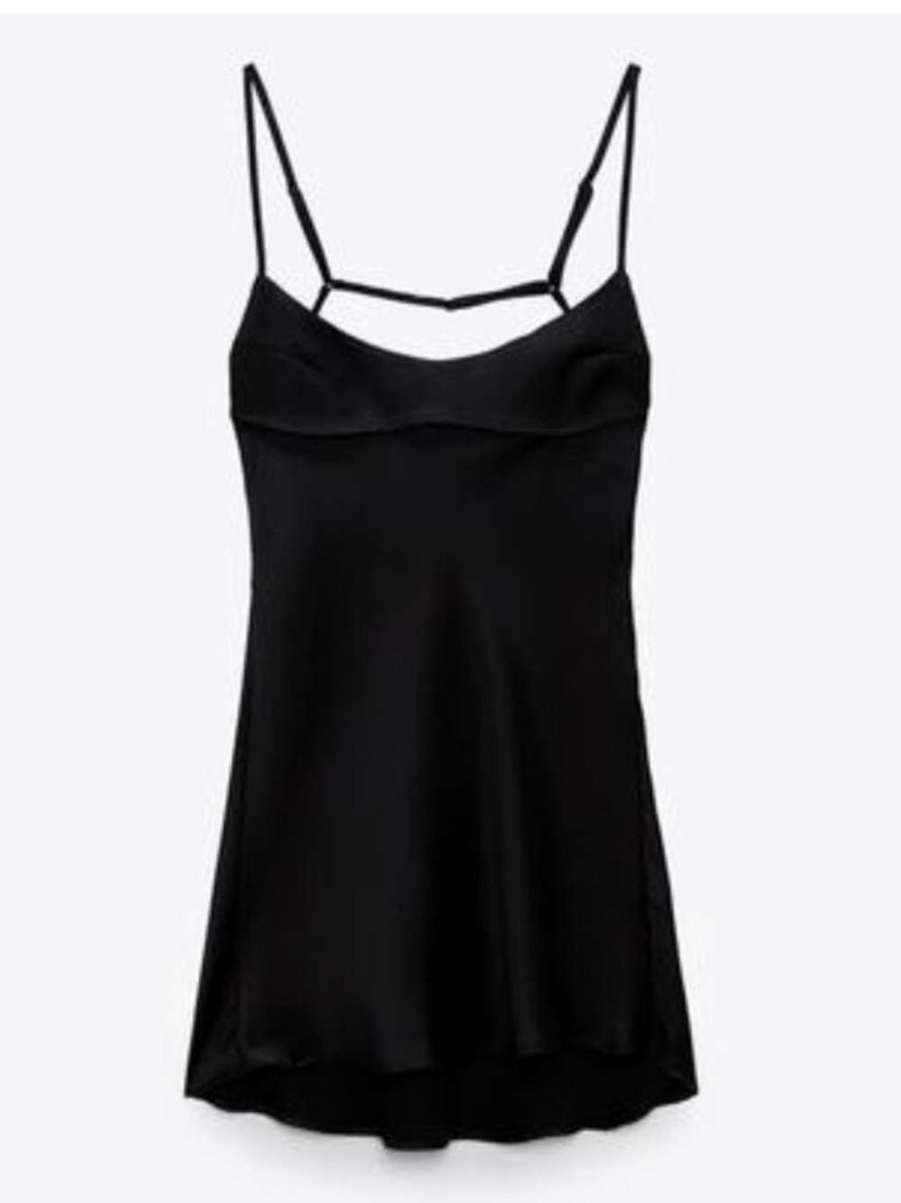 Zara Black Midi Slip Dress with Thin Straps